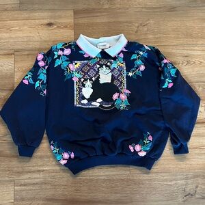 Navy Blue Cat Sweater